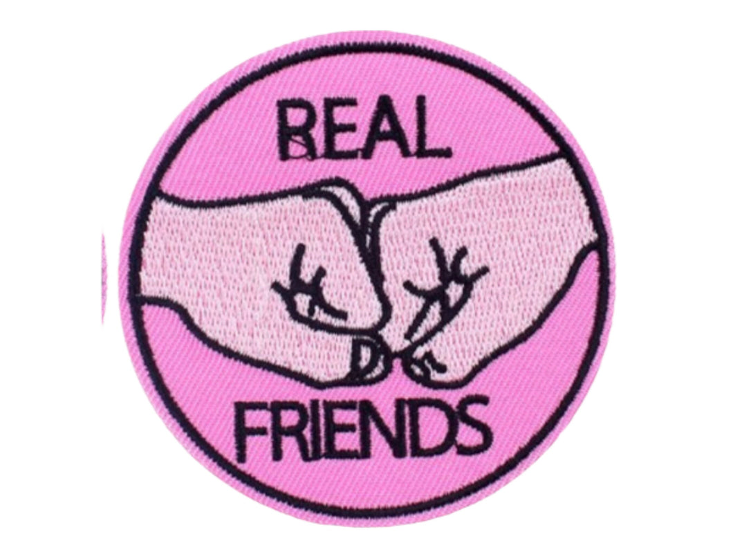 Real Friends Iron On Patch | Sew on Embroidered Patches | Aesthetic Patch for decorating | Fun Patch Badge for Crafting