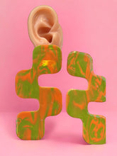 Load image into Gallery viewer, Multicolored Statement Clay Earrings  Vibrant and Fun Jewelry  Colorful and Funky Ear Candy
